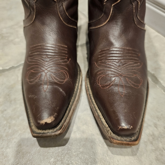 Western Brown Cowboy Tall Boots J.B Dillon Pointed Toe - Picture 5 of 13